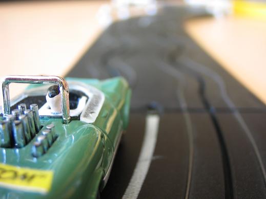 Riverside International Slotcar Raceway Entering Wiggle Track Following Turn 1